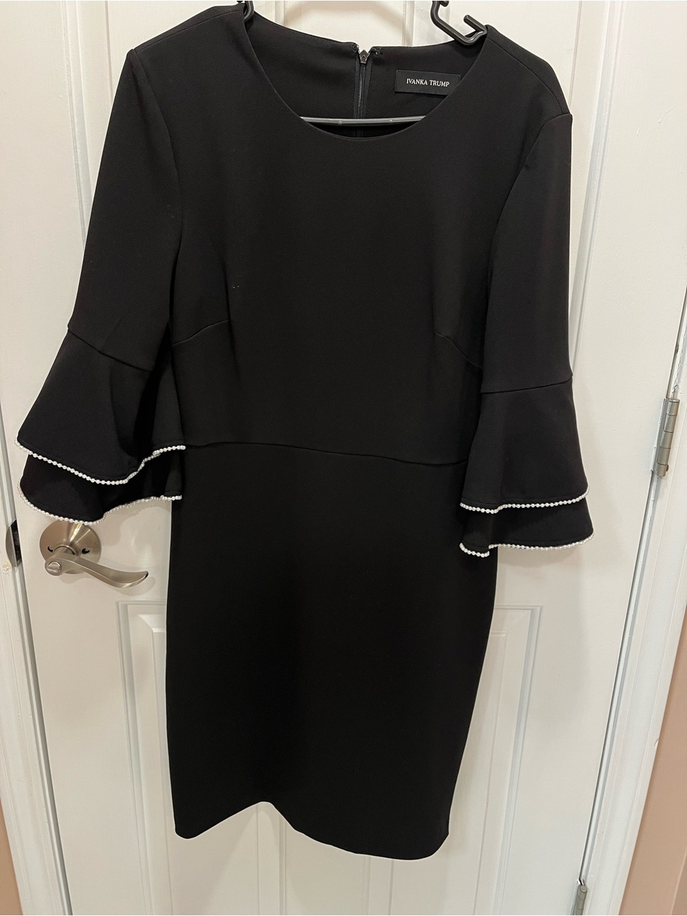 Ivanka Trump Black Ruffle Sleeve Sheath Dress (Size 10)
